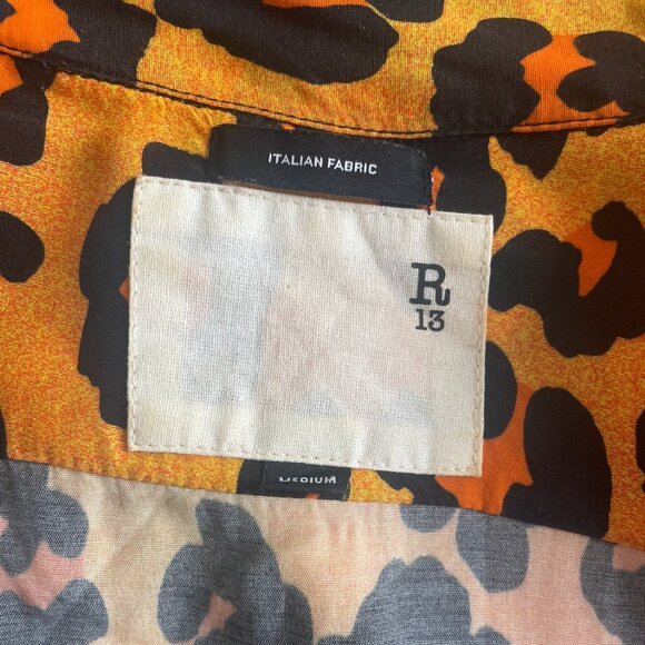 R13 OMBRE NEON LEOPARD "SKATER" MINI SHIRT DRESS - Picture 5 of 6